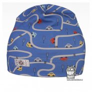 Dráče dětská bavlněná čepice Celopotištěná 02 - modrá, auta