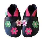 Hopi Hop capáčky kožené Barefoot Kopretiny na černé