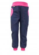 Dan-de-lion softshellové kalhoty zimní- tm. modré s růžovou