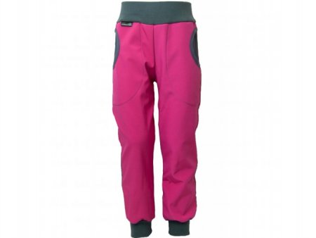Dan-de-lion softshellové kalhoty zimní- růžové s šedivými kapsami