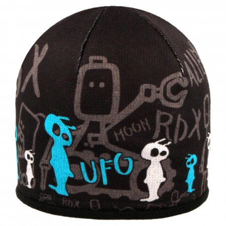 RDX dětská zimní čepice 3856 černá/tyrkys