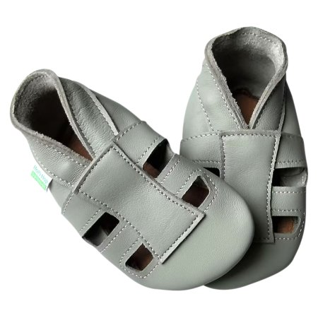 Hopi Hop capáčky kožené Barefoot šedé otevřené