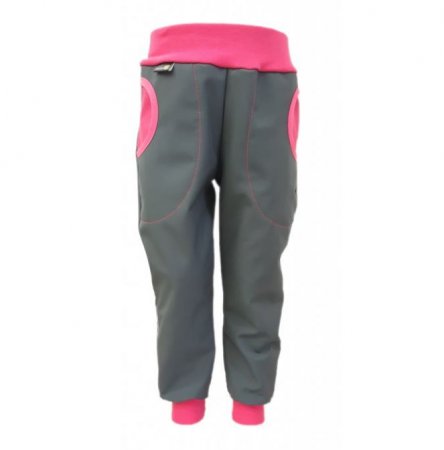 Dan-de-lion softshellové kalhoty zimní- šedé s růžovou