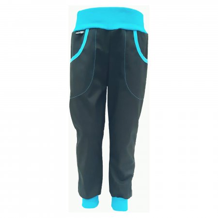 Dan-de-lion letní softshellové kalhoty černé s modrým nápletem