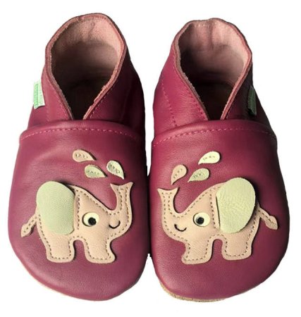 Hopi Hop capáčky kožené Barefoot Sloník malinový
