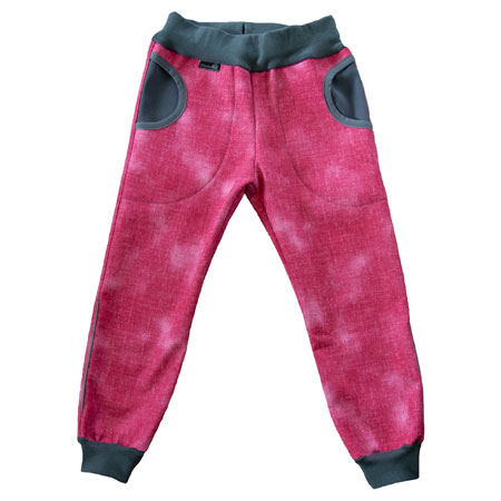 Dan-de-lion softshellové kalhoty - růžové jeans s šedivými kapsami