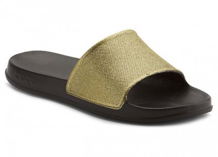 Coqui dětské pantofle 7082 black/gold glitter Tora